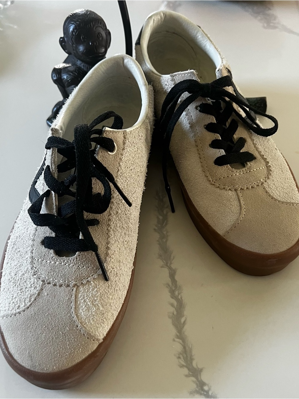 VANS 🔥Cream Suede Sneakers with Black Laces and Gum-like new